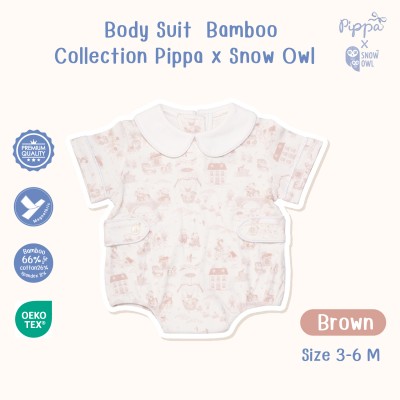 New Collection !! Pippa x Snow Owl  Bodysuit ชุดบอดี้สูท 2 เด็ก 3 - 6 เดือน  (MagnetBric)  - Brown